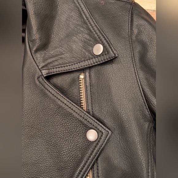 Quince Black Oversized Leather Moto Jacket Sz. XS - Picture 9 of 12